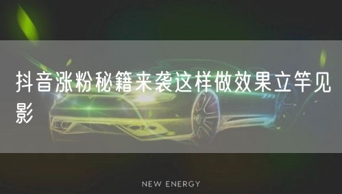 抖音涨粉秘籍来袭这样做效果立竿见影