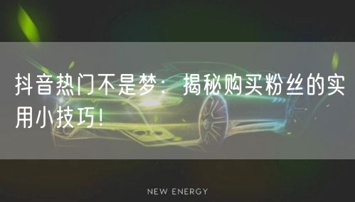 抖音热门不是梦：揭秘购买粉丝的实用小技巧！