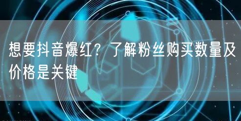 想要抖音爆红？了解粉丝购买数量及价格是关键