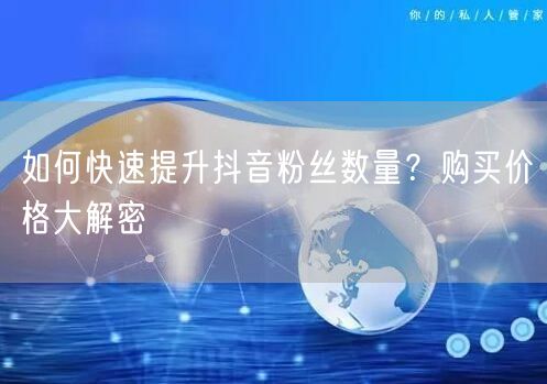 如何快速提升抖音粉丝数量？购买价格大解密