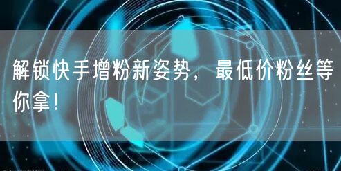 解锁快手增粉新姿势，最低价粉丝等你拿！